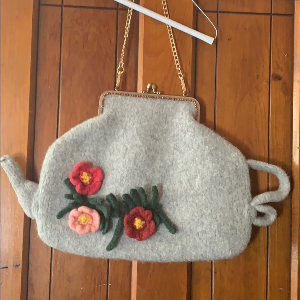 Felted wool teapot purse Handmade New